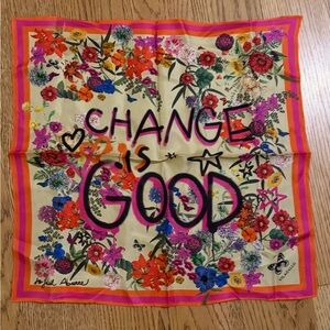 Vilagallo Colorful Floral Scarf with Inspirational Message, 100% silk